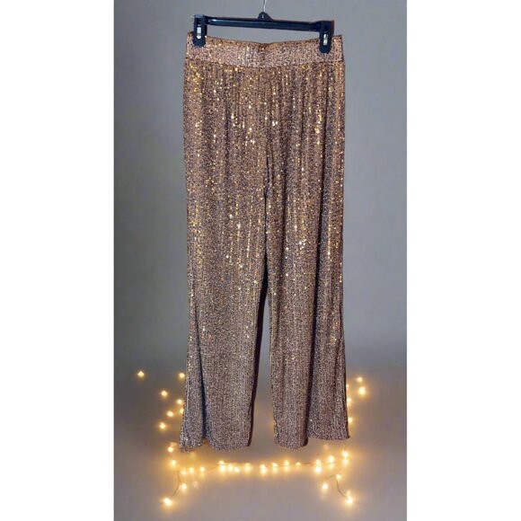 Guess Brown Leaf Sequin Palazzo Pants - Picture 4 of 4